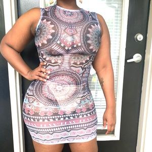 Bodycon dress with sheer material